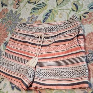 LOFT High Waist Patterned Shorts - Coral and Gray. NWOT Size 0